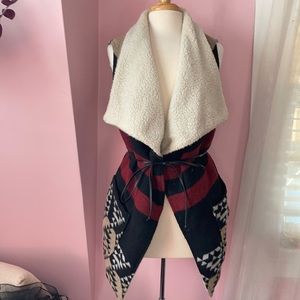 American Rag Shearling bordered Fall Blanket Vest